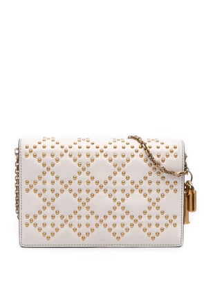 Christian Dior Pre-Owned 2017 Studded Calfskin Cannage Lady Dior Wallet on Chain crossbody bag - White