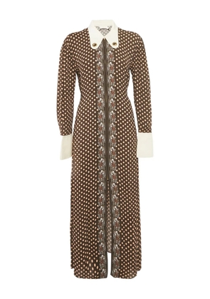 Chloé Pre-Owned polka-dot crepe midi dress - Brown