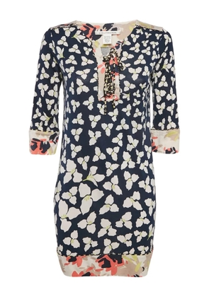 Diane Von Furstenberg Vintage floral-print tie-neck dress - Blue