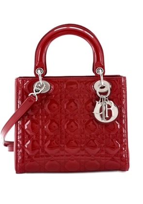 Christian Dior Pre-Owned Lady Dior Bag Cannage Quilt Patent Medium satchel - Red