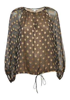 Diane Von Furstenberg Vintage star-jacquard silk-blend blouse - Black