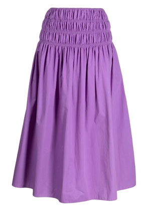 Bambah gathered cotton-poplin midi skirt - Purple