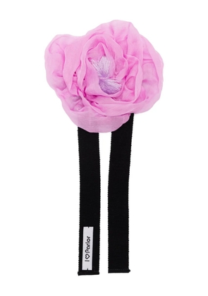 Parlor silk-flower ribbon necklace - Purple