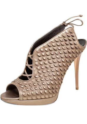 Ferragamo Pre-Owned python embossed leather sandals - Neutrals