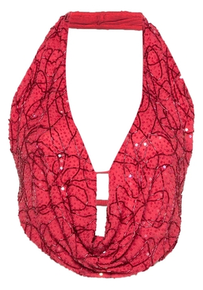 Cult Gaia Ballina bead-embellished top - Pink