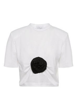 Ana Radu rose-embellished short-sleeve top - White