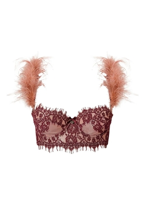 TWINSET feather-trimmed balconette bra - Pink