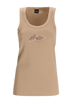 BOSS logo-embroidered tank top - Neutrals