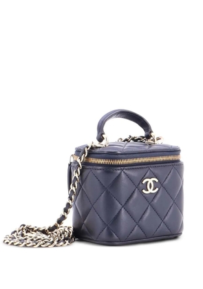 CHANEL Pre-Owned Classic Top Handle Vanity Case with Chain Quilted Lambskin Mini crossbody bag - Blue