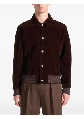 Manière De Voir velvet trucker ribbed jacket - Brown