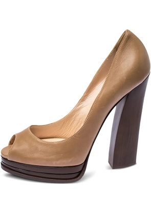 Casadei Vintage pre-owned 140mm peep-toe platform pumps - Brown