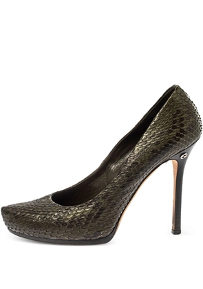 Gucci Pre-Owned platform python-leather pumps - Green