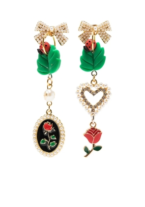 Amir Slama Bijoux asymmetric pearl-embellished bow earrings - Gold