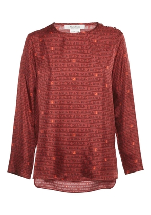 Max Mara long-sleeve crew-neck overall-print top - Red