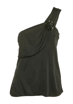 Gucci Pre-Owned floral-brooch one-shoulder blouse - Black