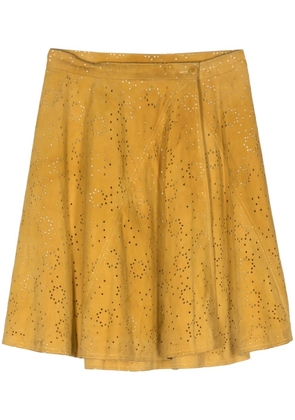 Alaïa Pre-Owned 1980s suede wrap skirt - Yellow