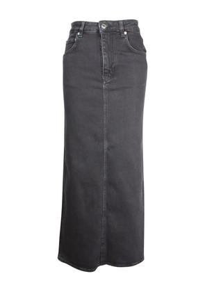 Maje rear-slit denim maxi skirt - Black