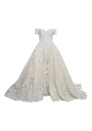 Zuhair Murad pre-owned lace-embroidered bridal gown - White