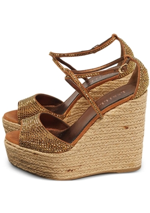 Le Silla suede crystal-embellished wedge espadrille - Neutrals