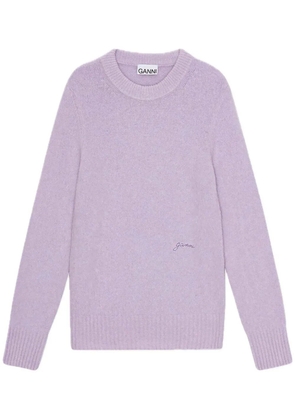 GANNI brushed long sleeve jumper - Purple