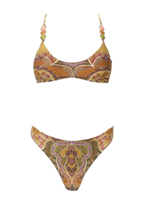 SOFIA ERHAN Giselle beaded print swimsuit - Neutrals