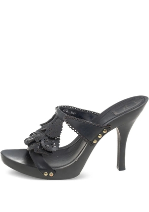 Christian Dior Pre-Owned 100mm cut-out floral-embellished sandals - Black