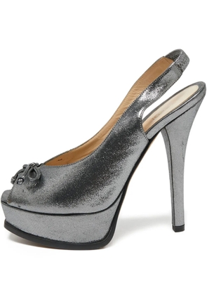 Fendi Pre-Owned 140mm peep-toe slingback pumps - Silver