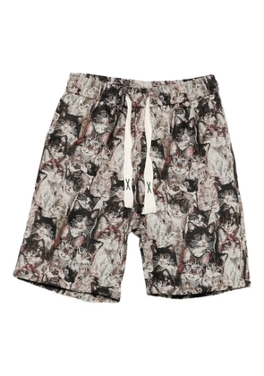 Bless cat-print shorts - Neutrals