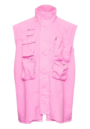 MM6 Maison Margiela stitch-logo cotton-blend gilet - Pink
