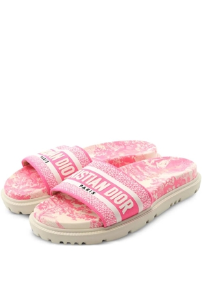 Christian Dior Pre-Owned floral-print canvas slide sandals - Pink