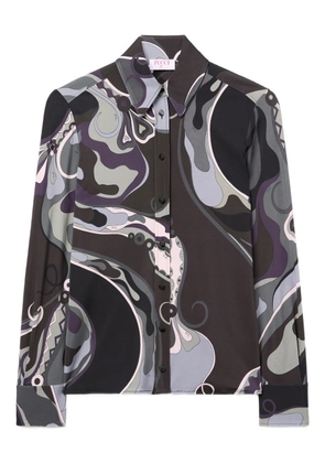 PUCCI orchidee print satin shirt - Black