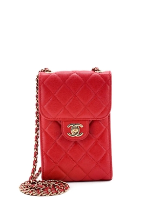 CHANEL Pre-Owned CC Flap Phone Holder Crossbody Bag Quilted Caviar clutch bag - Red