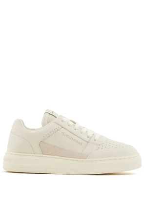 Emporio Armani logo-embossed leather sneakers - White