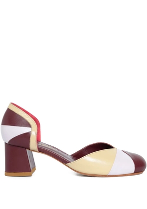 Sarah Chofakian 40mm Geometric colourblock pumps - Red