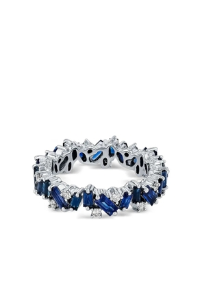 Suzanne Kalan 18K white gold Eternity diamond and sapphire ring - Silver