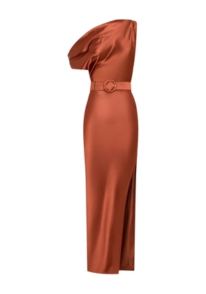 Nicholas one-shoulder belted-waist maxi dress - Orange