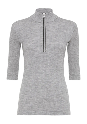 Brunello Cucinelli ribbed zip-neck top - Grey