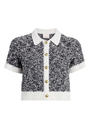 Cinq A Sept Adalee contrast-trimmed button cardigan - Blue