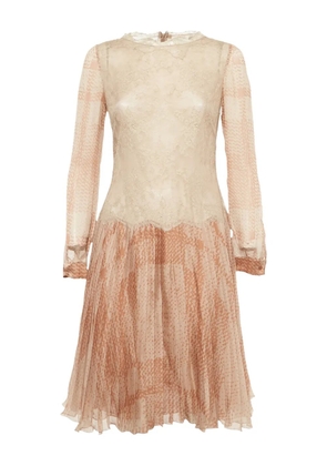 Valentino Garavani Pre-Owned lace pleated dress - Neutrals