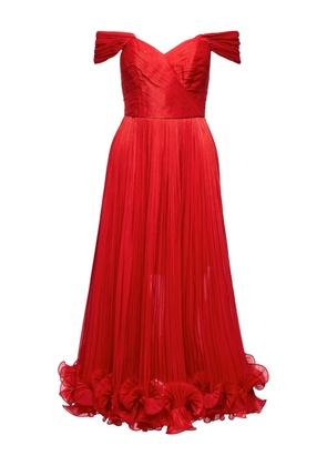 Ana Radu pleated off-shoulder dress - Red