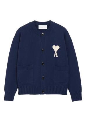 AMI Paris Ami De Coeur intarsia crewneck cardigan - Blue
