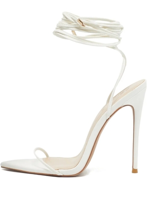 Femme La wraparound tie leather sandal - White