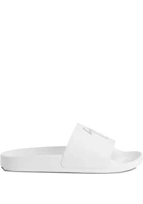 Giuseppe Zanotti Brett leather logo-print slides - White