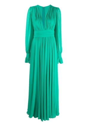 Blanca Vita plunging V-neck pleated maxi dress - Green