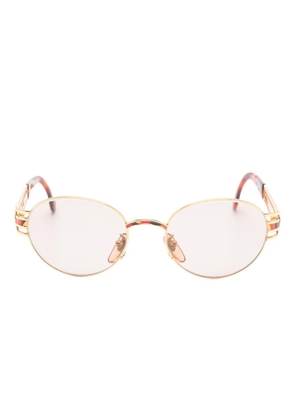 Fendi Pre-Owned logo-detail oval-frame sunglasses - Gold