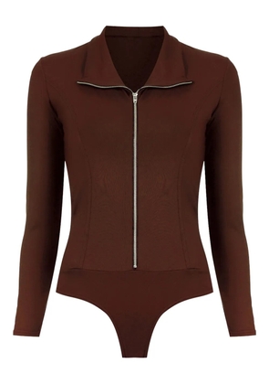 Amir Slama high-neck zip bodysuit - Brown