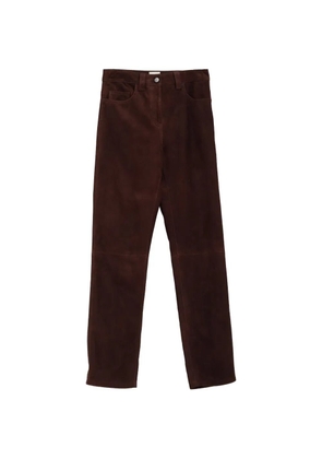KHAITE straight suede trousers - Brown