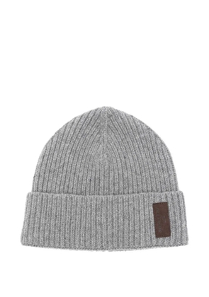 Paul & Shark ribbed leather-patch beanie hat - Grey