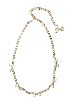 Self-Portrait Crystal Bows necklace - Brown