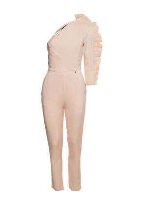 Elisabetta Franchi gingham ruffle one-shoulder jumpsuit - Pink